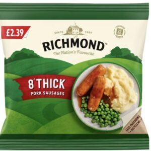 Richmond 8 Thick Pork Sausages 344g